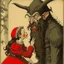 Placeholder: nihilistic, I saw mommy kissing Krampus Claws, authentic vintage German Grimm's Fairytale illustration, macabre