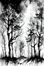 Placeholder: Watercolor black and white trees