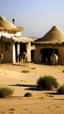 Placeholder: camels on desert, mud house