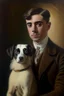 Placeholder: Make me a oil portrait of a very rich person that is 27 Years old from 1920 with a dog