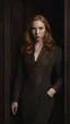 Placeholder: ((young woman molly quinn)), dark background, mid shot, full body, neutral expression, ultra realistic, highres, superb, 8k wallpaper, extremely detailed, intricate, limited palette,