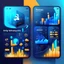 Placeholder: Design a visually engaging splash screen For ios/android app that represents the concept of social trading and showcases your brand identity. Consider incorporating elements like trading charts, financial symbols, or people connecting. Use Vector