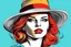 Placeholder: beautiful woman in hat in pop art style vector