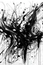 Placeholder: A abstract line drawing with brushstrokes and ink splatters of Deftones black ink on white background
