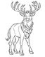 Placeholder: outline art for real Sven Reindeer coloring page, Japanese manga style, cartoon style, cute face, white background sketch style, full body is a must, only use outline, clean line art, no shadow, bold outline