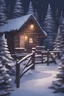Placeholder: winter cabin christmas night garland