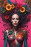 Placeholder: Dynamic ink art by alberto seveso of a full woman body, long legs ,crawn, wide shot, cyberpunk plants and flowers, neon, vines, flying insect, front view, dripping colorful paint, tribalism, gothic, shamanism, cosmic fractals, dystopian, dendritic, artstation: award-winning: professional portrait: atmospheric: commanding: fantastical: clarity: 64k: ultra quality: striking: brilliance: stunning colors: amazing depth, cute colorful lighting (high definition)++, photography, cinematic, detailed ch
