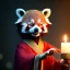 Placeholder: a cute litte red panda wearing Hanfu, holding a large candle, BK complex detail, cinema, reality, detail, octane rendering, stoic cinematic 4k epic detailed photograph shot on kodak detailed bokeh cinematic hbo dark moody 8k, 85mm f/16 by leica