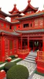 Placeholder: A red fiery Chinese royal village designed in Mehndi design