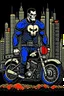 Placeholder: punisher sku;; city motorbike in the style of Hiroshi Nagai