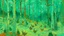 Placeholder: A mint colored forest with insects painted by Vincent van Gogh