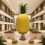 Placeholder: A tourist resort in the shape of a pineapple, interior design, section