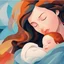 Placeholder: Abstract Mother's Day portrait art Mother and child abstract illustration Maternal love Baby in