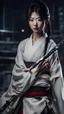 Placeholder: japanese model with katana night