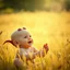 Placeholder: Baby Hellboy playing with a happy real baby in a sunny field, Cinematic still, film grain, vignette, color graded, post-processed, cinematic lighting, best quality, atmospheric, a masterpiece, epic, stunning, dramatic