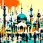 Placeholder: Abstract mosques and people