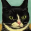 Placeholder: Portrait of a black and white cat by Van Gogh