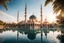 Placeholder: Sebuah masjid yang sangat indah berdiri di depan danau yang bening