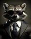 Placeholder: Wearing a suit, domineering, raccoon, wearing sunglasses, full of charm, texture, perfect details,