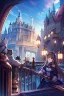 Placeholder: A animation image of a beautiful castle, a balcony with king, queen and a fat cat