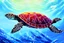 Placeholder: an ocean turtle, brush painting, impressionism, digital art, very detailed and intrincate, trending in artstation, retro synthwave, neon lighting