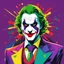 Placeholder: Ilustración vectorial de el Joker, colores contrastantes, rojo, amarillo, verde, azul, violeta