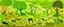 Placeholder: A lime colored savanna filled with animals designed in cave paintings