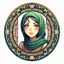 Placeholder: anime Only the face Muslim Pretty impressive women inside a circular frame,Portrait image,professional look