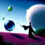 Placeholder: The mouse and the grim reaper discussing the future of the universe on bubble world, art by Pixar and Magritte