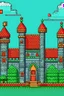 Placeholder: draw a game screen in 8 bit graphics of a castle