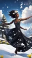 Placeholder: The camera zooms in, focusing sharply on very beautiful black godus girl with make up Lily wearing pretty dress as she dances gracefully in the same romantic environment with flowers and sky with nice clouds. Her joy and youth are presented against the backdrop of the surreal surroundings.a snow covered tree sitting on top of a snow covered slope, detailed swirling water tornado, national geographic footage, inspired by Sim Sa-jeong, by Huang Tingjian, still from a 2015 pixar movie, infrared ca