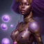 Placeholder: sango fantasy, fantasy magic, intricate, sharp focus, illustration, highly detailed, digital painting, concept art, matte, masterpiece head sexy view black African beauty black afro hair space lady purple carp skin African space night