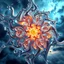 Placeholder: Dynamic complex hypnotic fractal 3D structures radial Symmetry twisting and morphing between organic and geometric forms , smooth translucent iridescent glass with inner glow and bubbles, varied transparent materials, stormy skies, intense dramatic