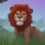 Placeholder: picture for children's book showing a cute lion behind tall grass in the jungle