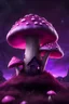 Placeholder: A solitary floating mushroom house on a clear night. silver and pink and purple, Dark cosmic interstellar. Detailed Matte Painting, deep color, fantastical, intricate detail, splash screen, hyperdetailed, insane depth, concept art, 8k resolution, trending on Artstation, Unreal Engine 5, color depth, backlit, splash art, dramatic, High Quality Whimsical Fun Imaginative Bubbly, perfect composition