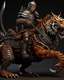 Placeholder: A combination of a dragon and a tiger and a commander riding on it Warrior warrior with leather and metal clothes