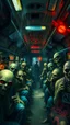 Placeholder: Bosch painting style nightmare , 3D ,inside a bus full of mad zombies , background, high Quality picture , 8k