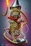 Placeholder: leopard witch with broken leg in hospital, french cartoon, spray paint