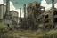 Placeholder: factory , overgrown apocalyptic background, comic book,