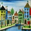 Placeholder: Dutch street and canal In the style of Paul Klee
