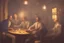 Placeholder: Smoky pub, cheerful young men drinking around a table, a policeman looking thoughtfully at the ID card of one of the boys, lantern light