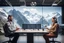 Placeholder: A podcast scene featuring a man and a woman engaged in a lively discussion about AI in finance. The setting is a modern studio with microphones and headphones setup in Swiss mountains. The backdrop showcases elements related to Robotic, satellites, mathematics, language models. The atmosphere is professional yet friendly, reflecting a workshop vibe