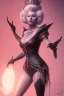 Placeholder: Mae West as evil queen in black leather, leather, busty, cleavage, angry, stern look. character design by cory loftis, fenghua zhong, ryohei hase, ismail inceoglu and ruan jia. unreal engine 5, artistic lighting, highly detailed, photorealistic, fantasy