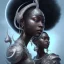 Placeholder: sango fantasy, fantasy magic, intricate, sharp focus, illustration, highly detailed, digital painting, concept art, matte, masterpiece head sexy view black African beauty black afro hair space lady silver snakeskin African princess moon light