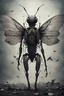 Placeholder: a haunting image of a humanoid insect facing away from us, in despair, with wings that are broken torn and crumbling