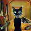 Placeholder: surreal cat in a train in style of salvador dali painting