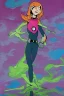 Placeholder: Full body portrait, painting, medium shot lady style of Teen Titans Go