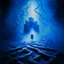 Placeholder: labyrinth and blue fog