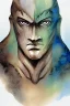 Placeholder: dnd, fantasy, watercolour, ilustration, dao, earth elemental, rocky face, rocky body, portrait