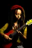 Placeholder: ethiopian dreadlock kintsugi face albumart music name bellabel with guitar hip hop wide look with sexy girl